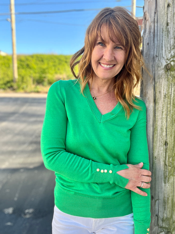 Gold Button Cuff Sweater - SALE