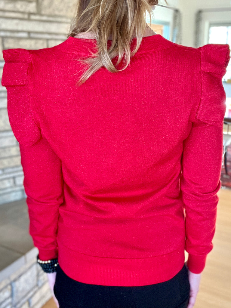 Metallic Red Sweater - SALE