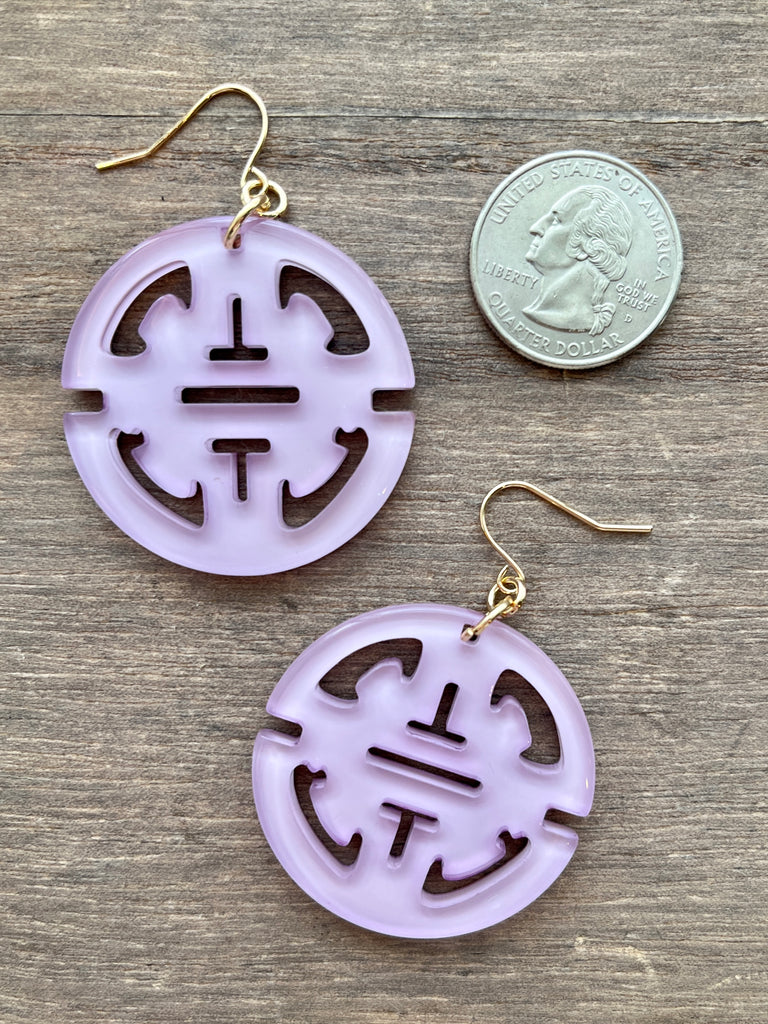 Resin Medallion Earrings - Lavender