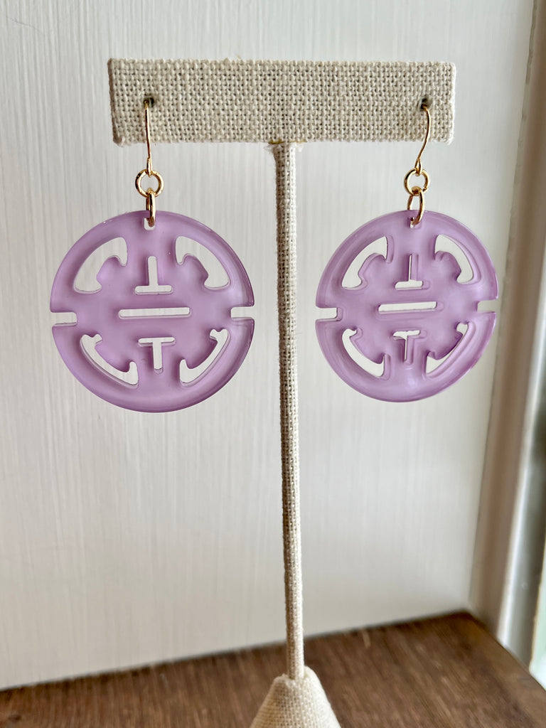 Resin Medallion Earrings - Lavender