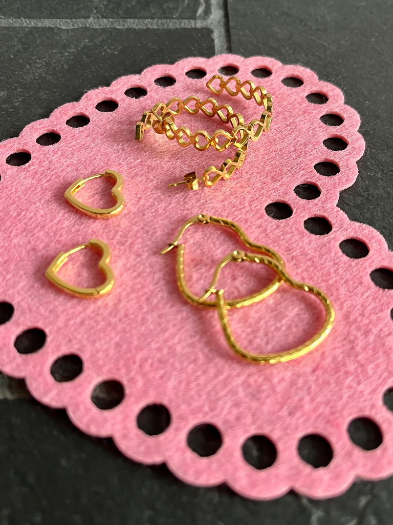 Etched Heart Hoop Earrings