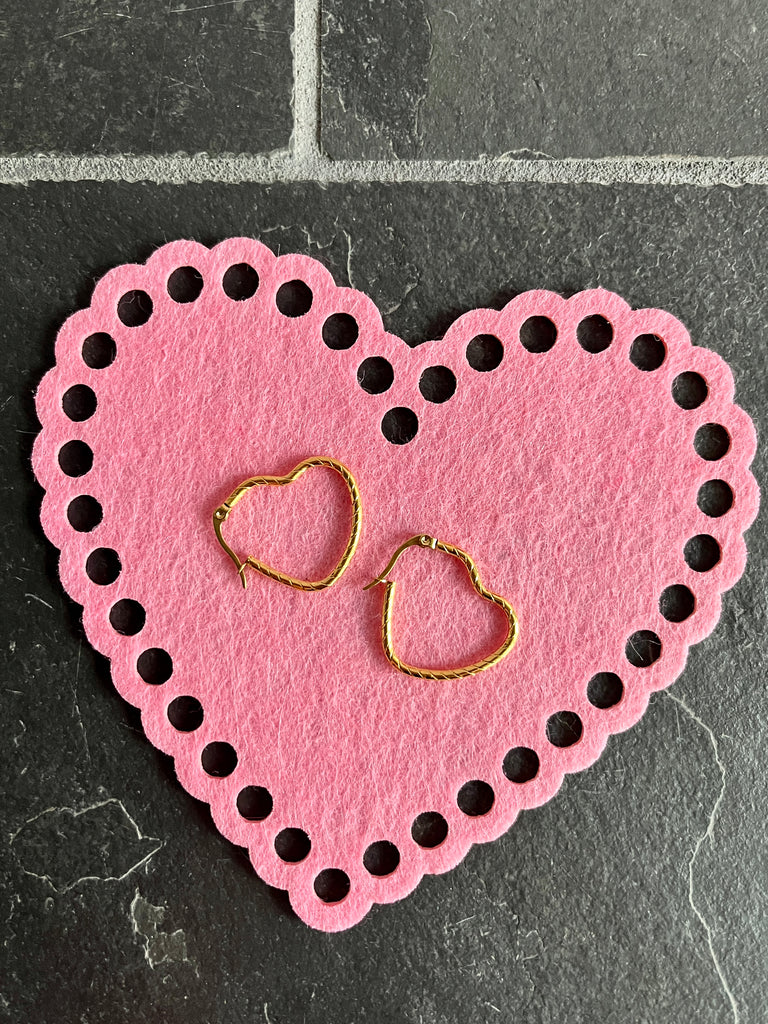 Etched Heart Hoop Earrings