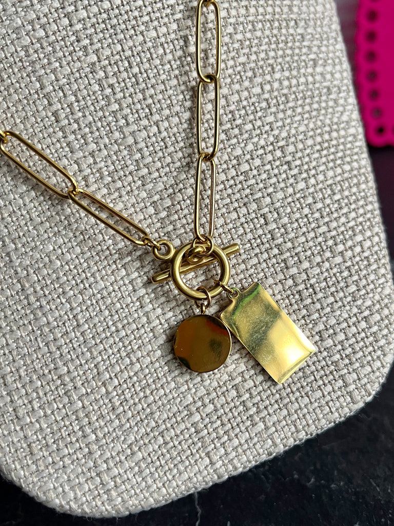 Toggle Paperclip Charm Necklace