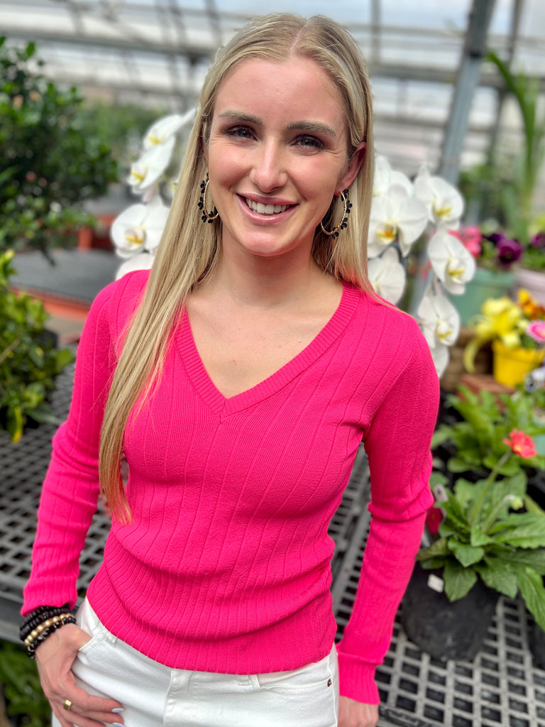 Ribbed V-Neck Sweater - SALE