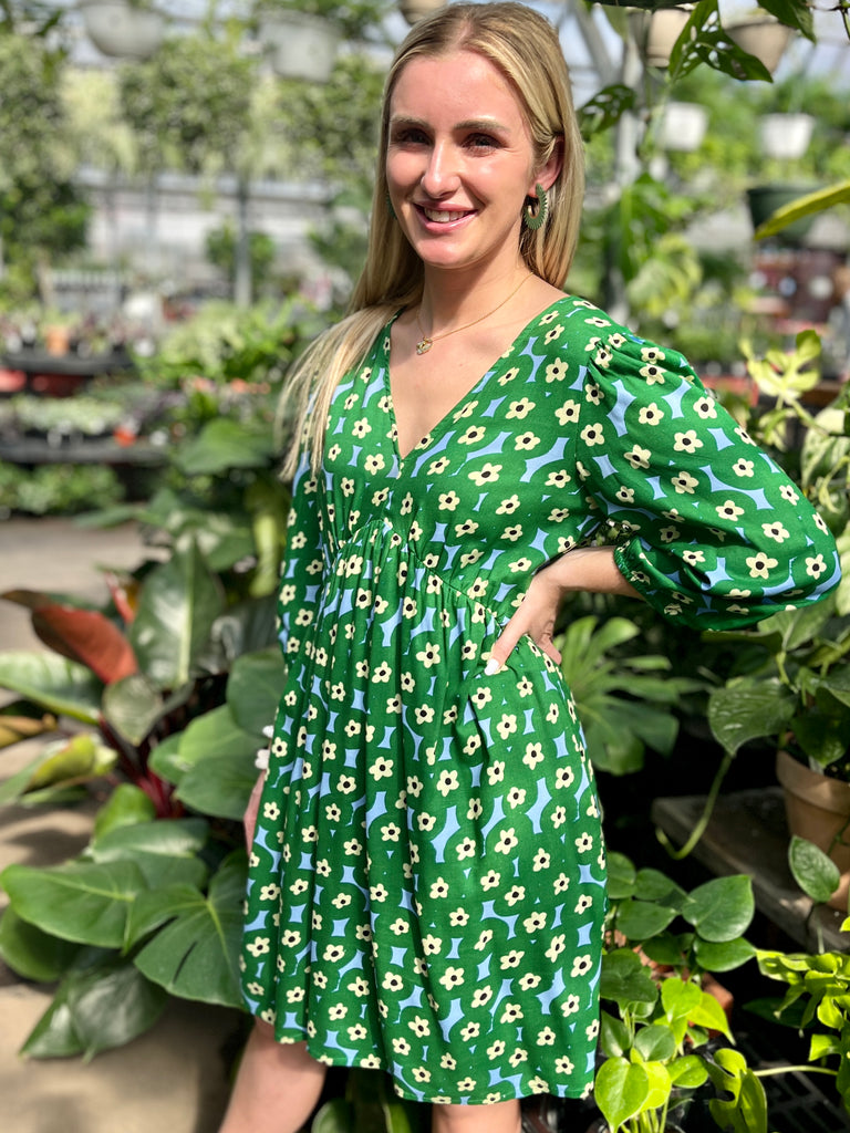 Double V-Neck Kelly Floral Dress