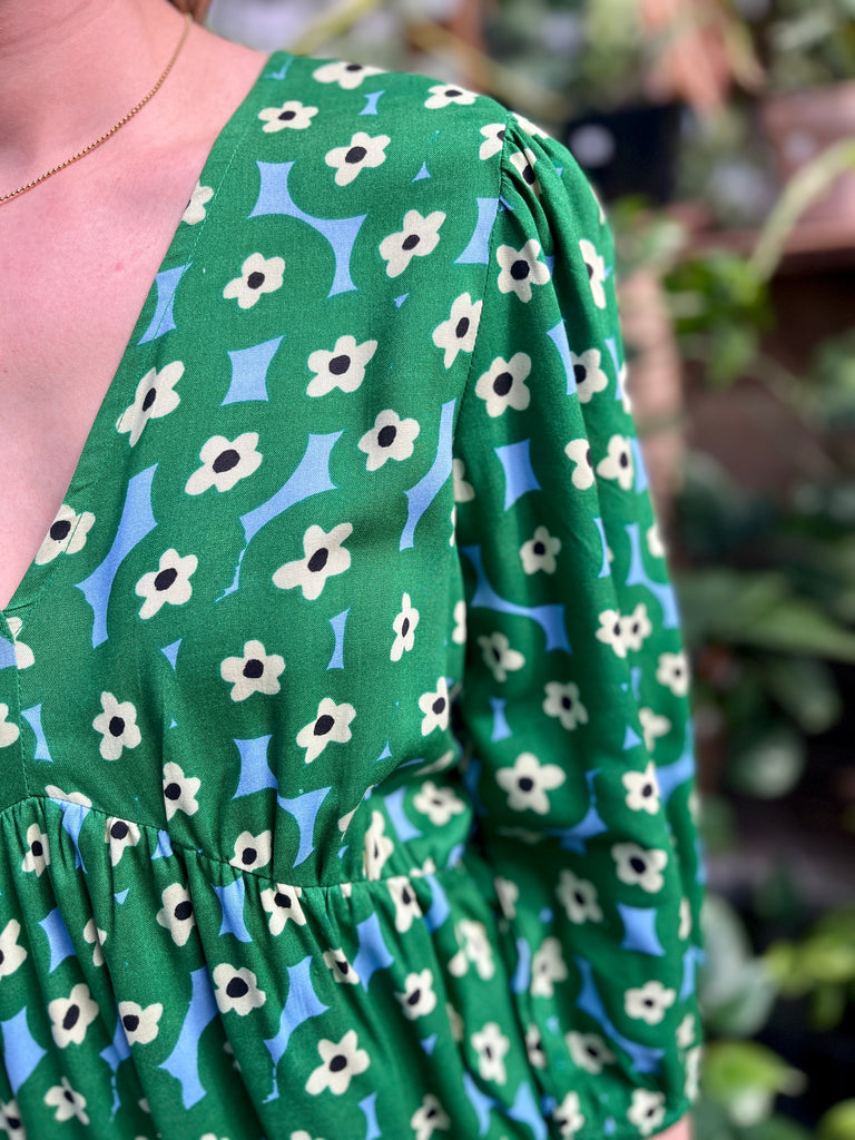 Double V-Neck Kelly Floral Dress