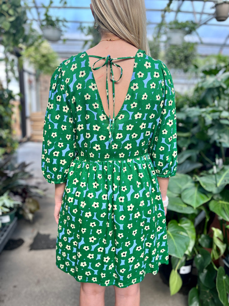 Double V-Neck Kelly Floral Dress