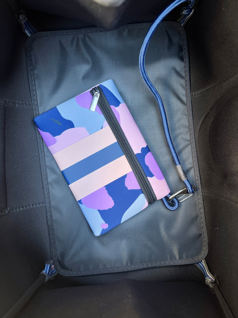 Neoprene Tote Bag - Navy Abstract Print
