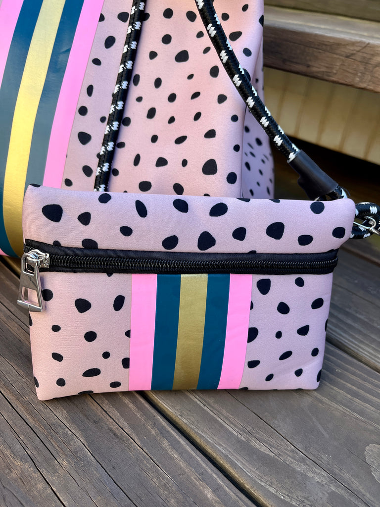 Neoprene Tote Bag - Blush Spots & Stripes