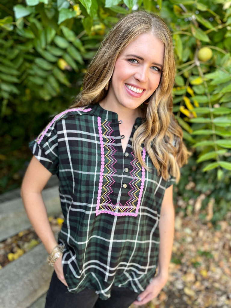 Forest Plaid Top - SALE