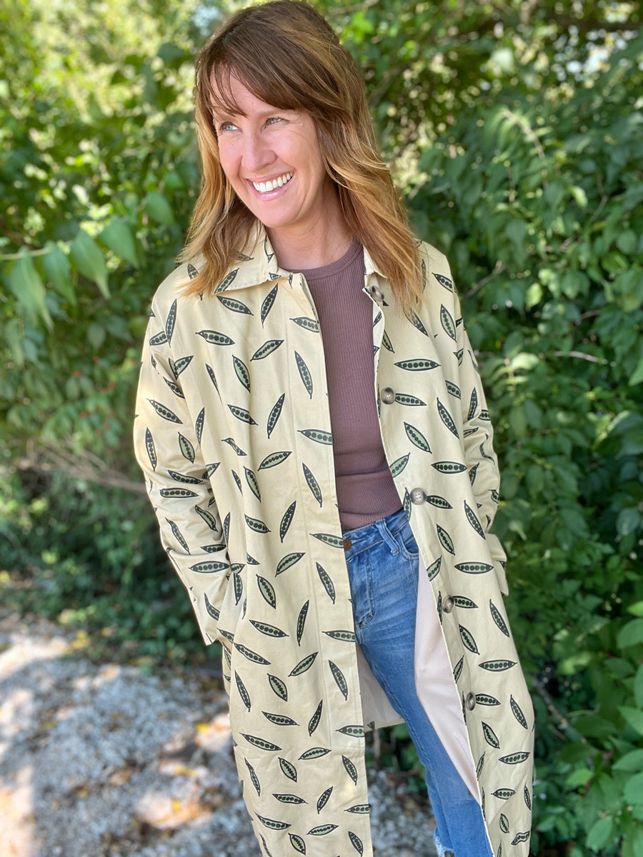 Pea Print Midi Trench Coat - SALE